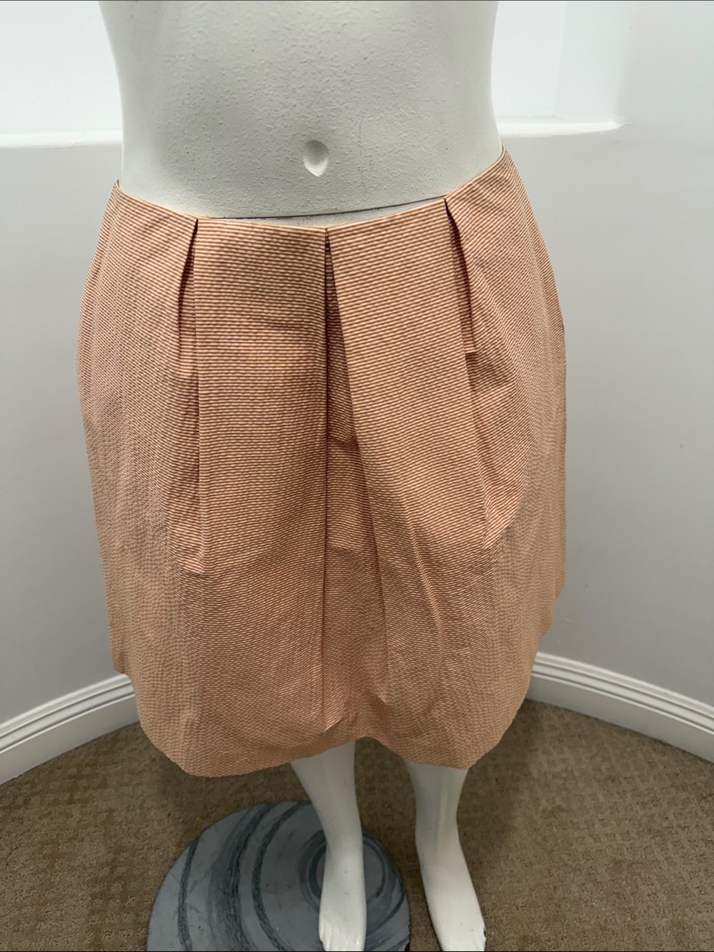 Worth New York Skirt 14 NWT $198 Curry Stripe Pleated Fit Flare Cotton - Picture 9 of 9